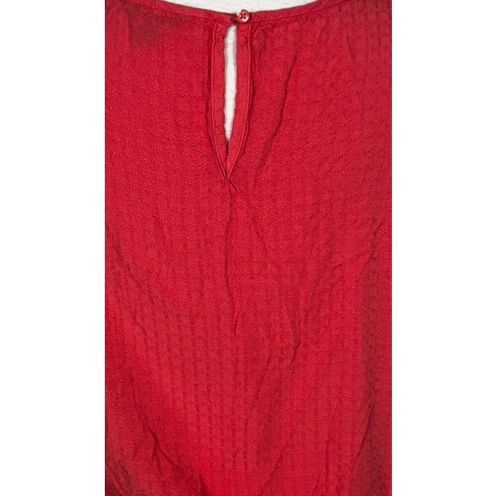 Buffalo David Bitton Womens Large Red Cap Sleeve Tie Waist Top 100% Viscose - Picture 9 of 12